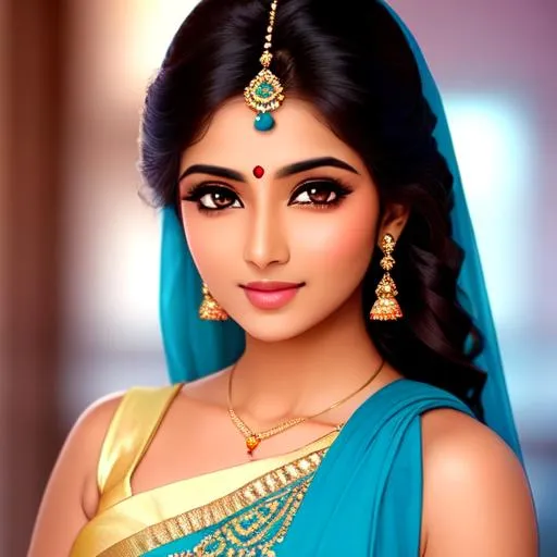 Prompt: an indian cute woman, beautiful face , beautiful, graceful eyes