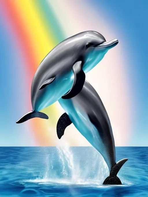 Prompt: Dolphin with rainbow 