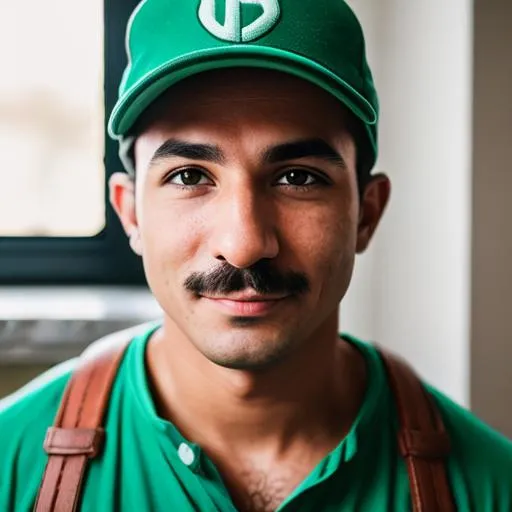 Prompt: RAW photo, realistic photo of plumber Luigi, (high detailed skin:1.2), 8k uhd, dslr, soft lighting, high quality, film grain, Fujifilm XT3