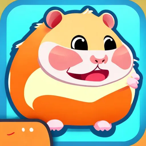 Prompt: cute hamster for app icon cartoon with red cheeks and cute teeth