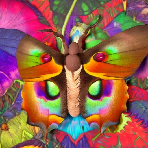 Prompt: Polyphemus moth diorama in the style of Lisa frank