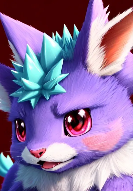 Prompt: UHD, , 8k,  oil painting, Anime,  Very detailed, zoomed out view of character, HD, High Quality, Anime, , Pokemon, Nidoran is a small, quadrupedal, mammalian Pokémon. It is pinkish purple with darker patches. It has large, spiny ears with teal insides, oversized front teeth, and red eyes. Its back is covered with three lines of large spines that can release potent poisons if threatened. The center line of spines is taller than the other two. The size of the long, pointed horn on its forehead is indicative of the strength of its venom. Nidoran is a male-only species.

Nidoran constantly listens for the sounds of approaching enemies with its large ears. Said ears have unique muscles that allow them to be moved in any direction, and even the slightest sound does not escape Nidoran notice. In order to listen to distant locations, it flaps its ears like wings. When angry, it extends its toxic spikes and charges, stabbing with its horn to inject poison, savannas and plains.
Pokémon by Frank Frazetta