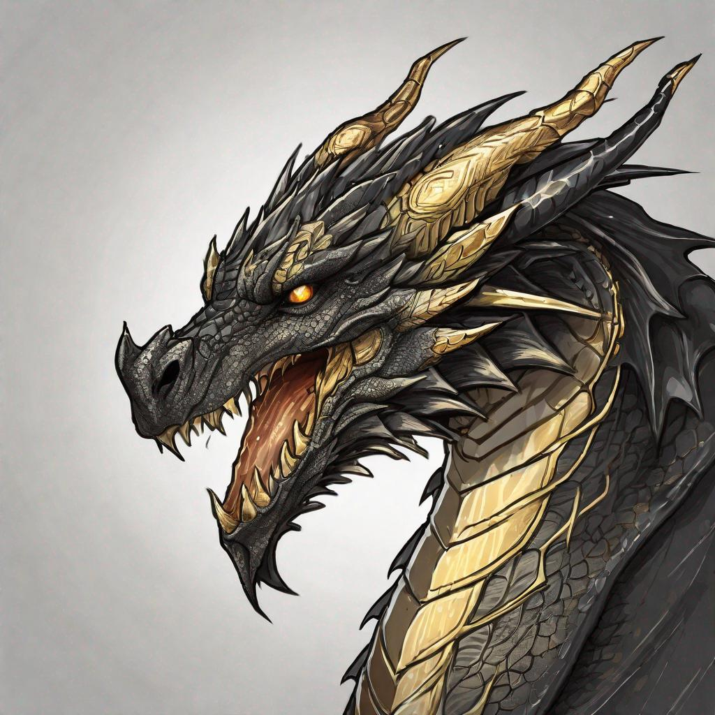 Concept design of a dragon. Dragon head portrait. Co...