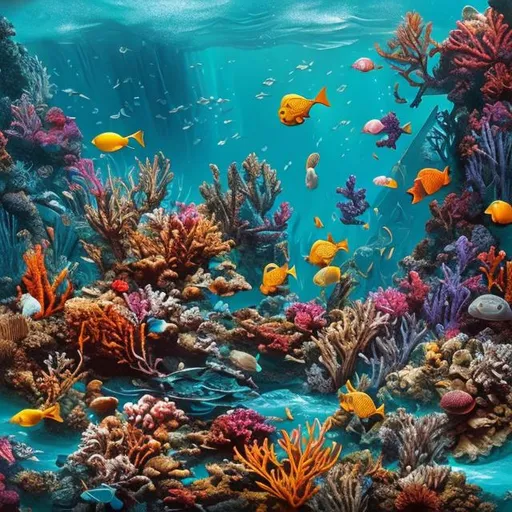 Prompt: Ocean and Underwater: Create intricate underwater scenes with marine life, corals, and seascapes, allowing colorists to experiment 