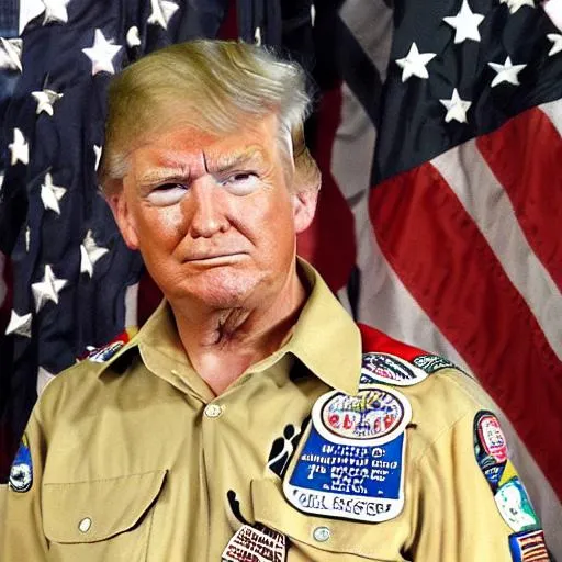 Prompt: Donald Trump in a boy scouts uniform