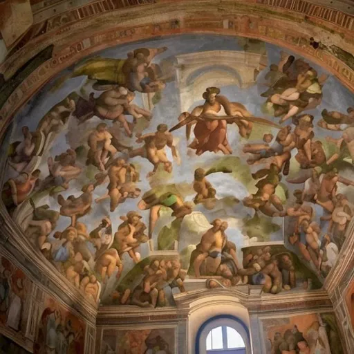 Prompt: Frescoes by Raphael in perugia 

