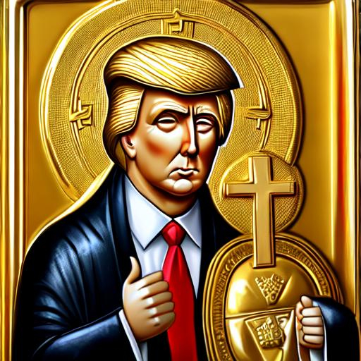 donald trump as an orthodox saint icon made of gold