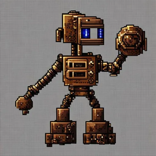 Prompt: steampunk pixel art robot