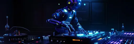 Prompt: ai Robot as a dj floating through space, perfect composition, hyperrealistic, super detailed, 8k, high quality, trending art, trending on artstation, sharp focus, studio photo, intricate details, highly detailed, cyberpunk, by greg rutkowski