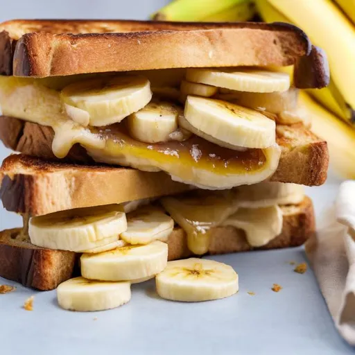 Prompt: banana cheese sandwich on toast