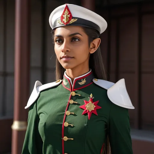 Prompt: Major Dalanthan is a female elf who is the superintendent of the Imperial military academy. Make sure she looks like a high elf.