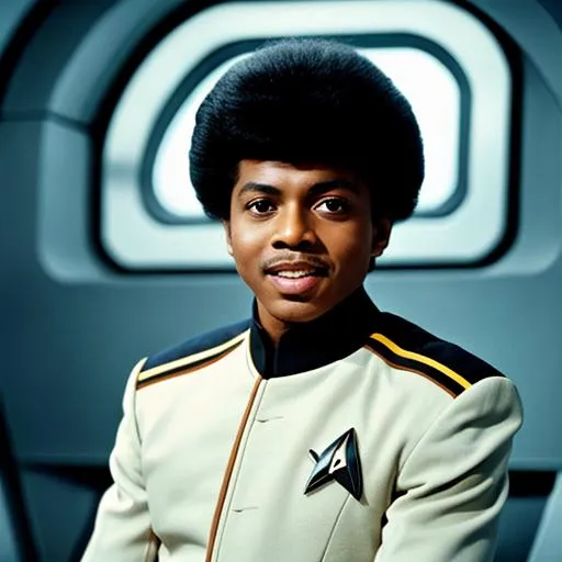 Prompt: Little Richard in a Starfleet uniform. {Star Trek: The Next Generation}