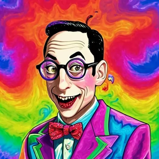 Prompt: Pee wee herman in the style of Lisa frank