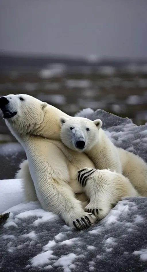 Prompt: Polar bears cry