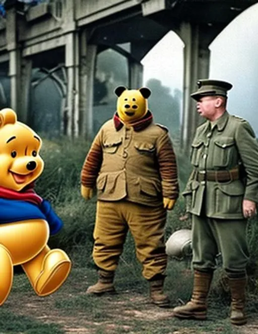 Prompt: Pooh but world war