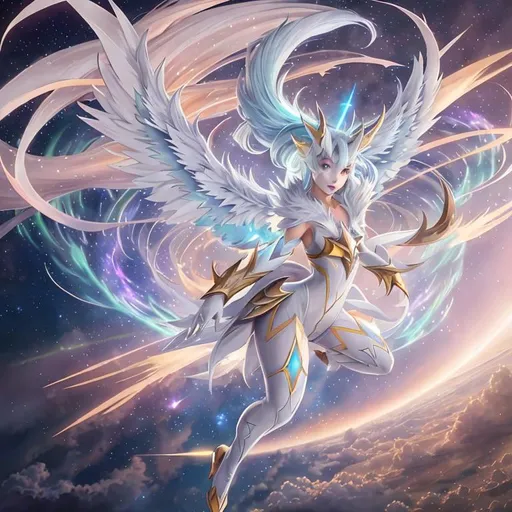 Prompt: Arceus V Star Pokémon, stunning, epic pose, Arceus full form, Arceus flying  flying through space. 
 {{{{highest quality concept art masterpiece in the style of Kayawoo }}}, night setting,  digital drawing oil painting, 128k UHD HDR, Holographic background, stars in the sky, hyperrealistic intricate, arms folded looking epic, graphic comic (HDR, UHD, 64k, best quality, RAW photograph, best quality, cute, masterpiece:1.5,Ultra realistic high definition .  {{{{highest quality concept art masterpiece}}}} digital drawing oil painting, 128k UHD HDR, hyperrealistic intricate. Unreal engine 5