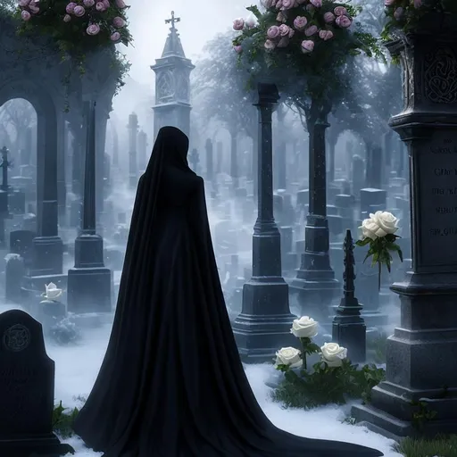 Prompt: A woman Goth with a veil in a cemetery with white rose. The painting style is inspired by Luis Royo and captures a proportionate body with high-definition photography quality. The painting is created in Unreal Engine 4, with 8K HD resolution, providing bright and intricate details.