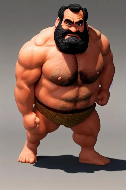 Prompt: Bluto; hyper-realistic; full body; model sheet; 3D; Octane Render; high quality sub-surface scattering; by Richard Corben