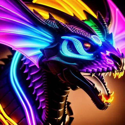 purple flame dragon shooting a blue laser beam from... | OpenArt