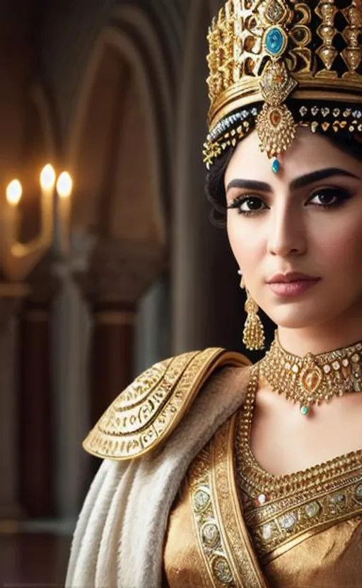 Prompt: create most beautiful photograph of most beautiful fictional  Achaemenid Queen, extremely, detailed environment, detailed background, intricate, detailed skin, natural colors , professionally color graded, photorealism, 8k, moody lighting.