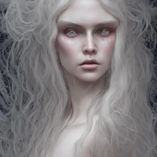 close up of a person with long white hair, inspired... | OpenArt