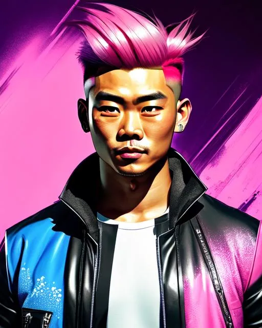 Prompt: full body atompunk asian man with flying hyperdetailed  long white/pink hair and with cute face , beautiful hyperdetailed gloss lips, 
apocalyptic background , perfect composition, hyperrealistic, photorealism, super detailed, 8k, high quality, trending art, sharp focus, studio lighting, intricate details, hyperdetailed photography 