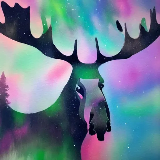 Prompt: abstract moose with northern lights
