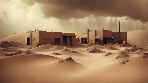Prompt: Photo, hyper realistic, masterpiece, rare, depth of field, post apocalypse, desert town, sand storm 