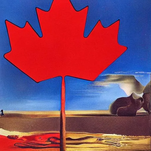 Prompt: Canadian flag Salvador Dali. 
