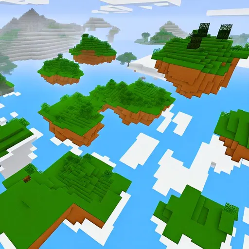 Prompt: minecraft floating islands painting style, cloudy
