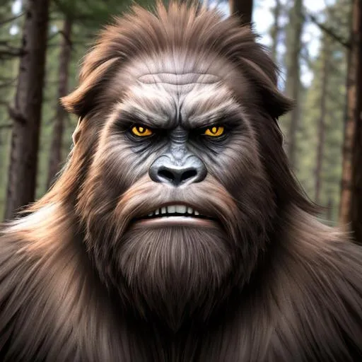 Prompt: scary angry killer sasquatch face