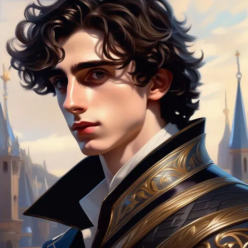 Prompt: timothee chalamet as regulus black, marauders era, young, 16 years old, third person, gameplay, fantasy, silver atmosphere, cartoony style, extremely detailed painting by Greg Rutkowski and by Henry Justice Ford and by Steve Henderson 
