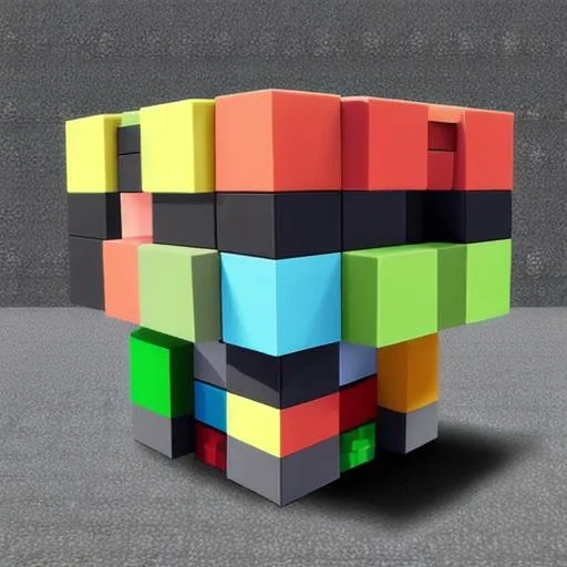 Prompt: Cubicube is a blocky Pokémon, resembling a fusion of different Minecraft blocks. Its body is made up of interlocking cubes, each representing a different material found in the Minecraft world. Its base color is a muted shade of gray, reminiscent of stone or cobblestone.

The cubes on its body shift and change, adapting to the environment and allowing Cubicube to camouflage itself among the surroundings. It has a square-shaped head with pixelated facial features, including glowing eyes and a determined expression.

Cubicube's limbs are sturdy and rectangular, resembling logs or wooden planks. It can extend or retract its limbs as needed, giving it enhanced agility and versatility. On its back, it has a storage compartment that holds various resources and materials, which it can access during battles or while constructing.

Encountering a Cubicube in the Pokémon world can be an exciting and unique experience. Trainers are often fascinated by its ability to construct and manipulate blocks, and they appreciate its resourcefulness and creativity. Cubicube's presence adds a touch of the Minecraft universe to the Pokémon world, showcasing the importance of adaptability and ingenuity in the face of challenges.