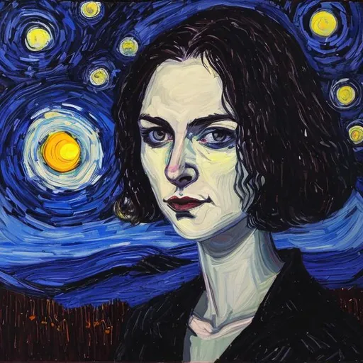 Prompt: self portrait lady vincent stary nights 