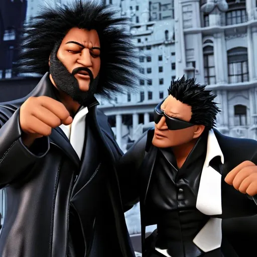 Prompt: Morpheus is fighting Neo! Ultra realistic, hyper detailed, perfect detailed faces, (masterpiece), (ooh really good),