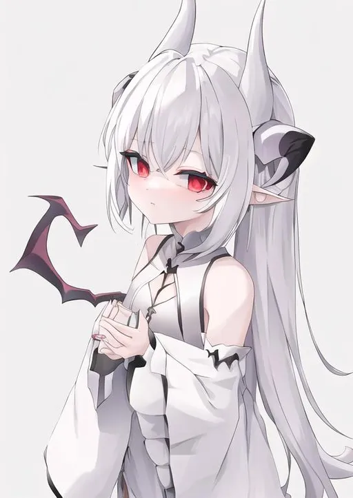 anime demon girl with white hair