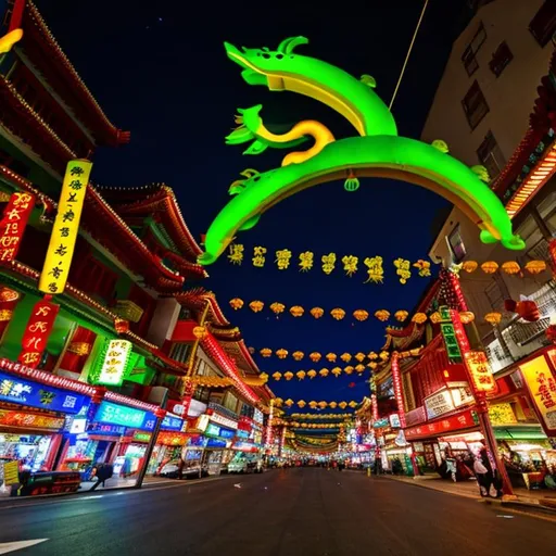 Prompt: chinatown at night