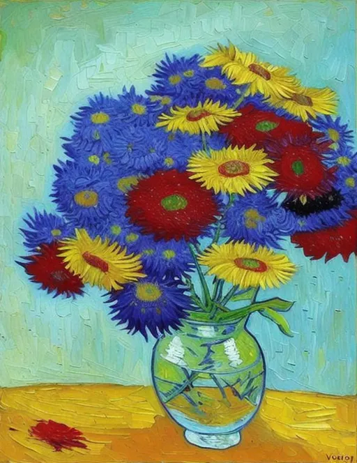 Prompt: Oil painting flower in the style of Van Gogh 