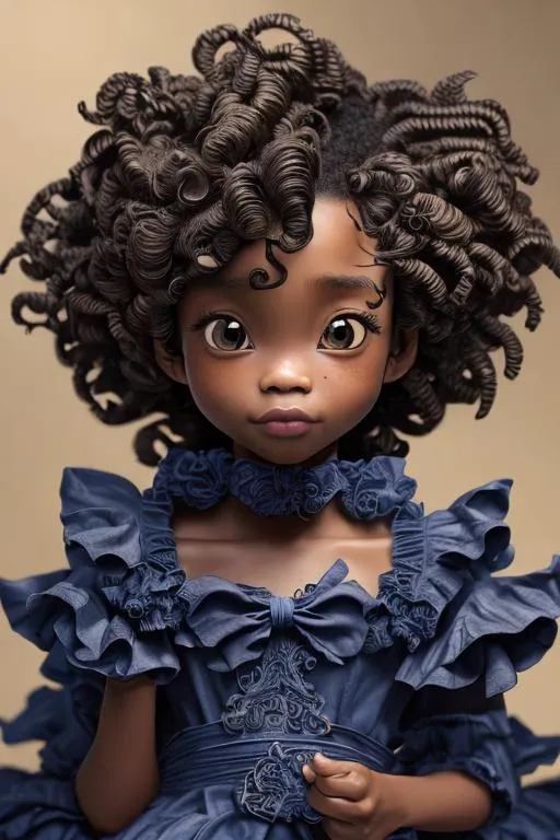 Artwork by Daisuke Hagiwara of a black girl, curly l... | OpenArt