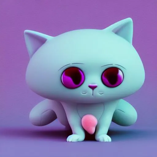 Prompt: tiny cute cat toy, standing character, soft smooth lighting, soft pastel colors, skottie young, 3d blender render, polycount, modular constructivism, pop surrealism, physically based rendering, square image