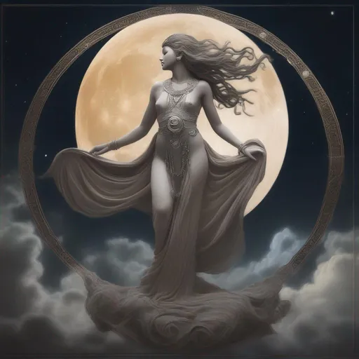 Prompt: a beautiful goddess eclipsing the moon