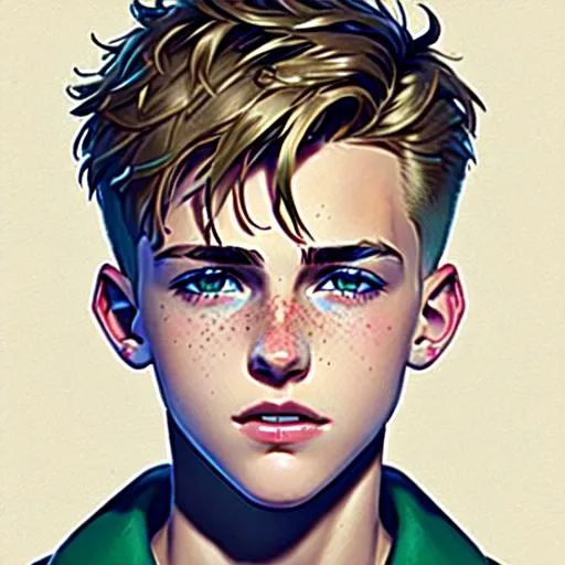 Young beautiful handsome 13 year old lightbrown shor... OpenArt