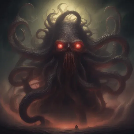 Prompt: Blinding the God of Brutality, best quality, masterpiece, in Lovecraftian art style