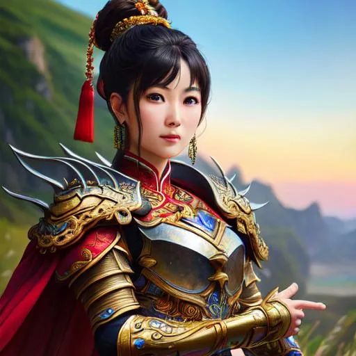 Xiao Qiao with armor, (HDR, UHD, 64k, best quality,...