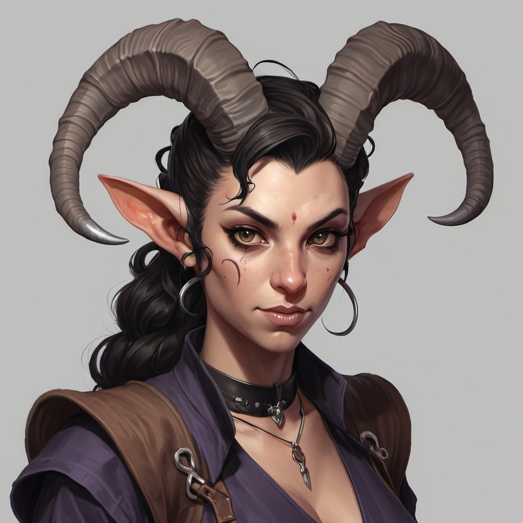 tiefling with cut off horns.