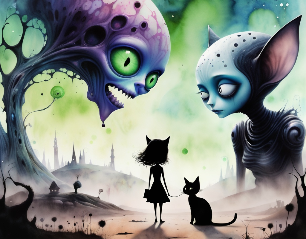 Tim Burton animation style. welcoming atmosphere. A...