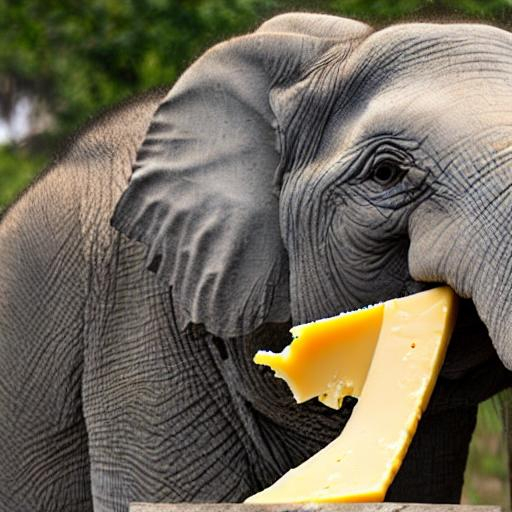 yellow elephant eating cheese OpenArt