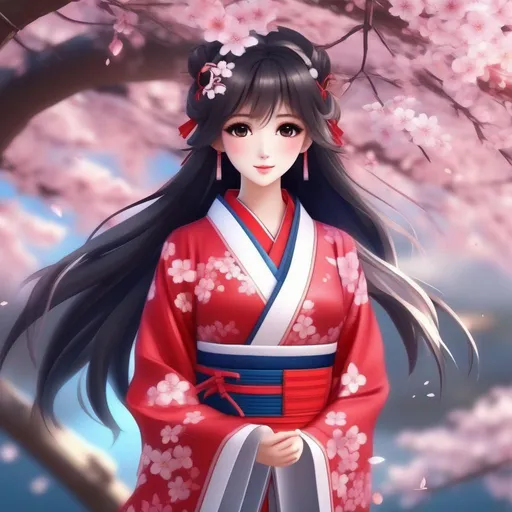 Prompt: 3d anime woman and beautiful pretty art 4k full HD japanese Cherry blossom