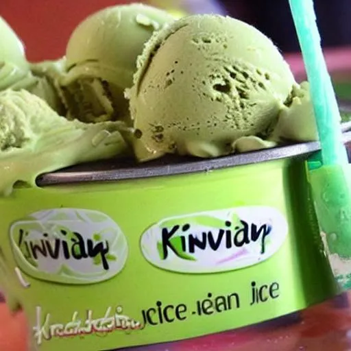 Prompt: Kiwi flavored ice cream