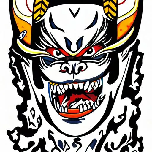Prompt: oni mask japan GRAPHIC
